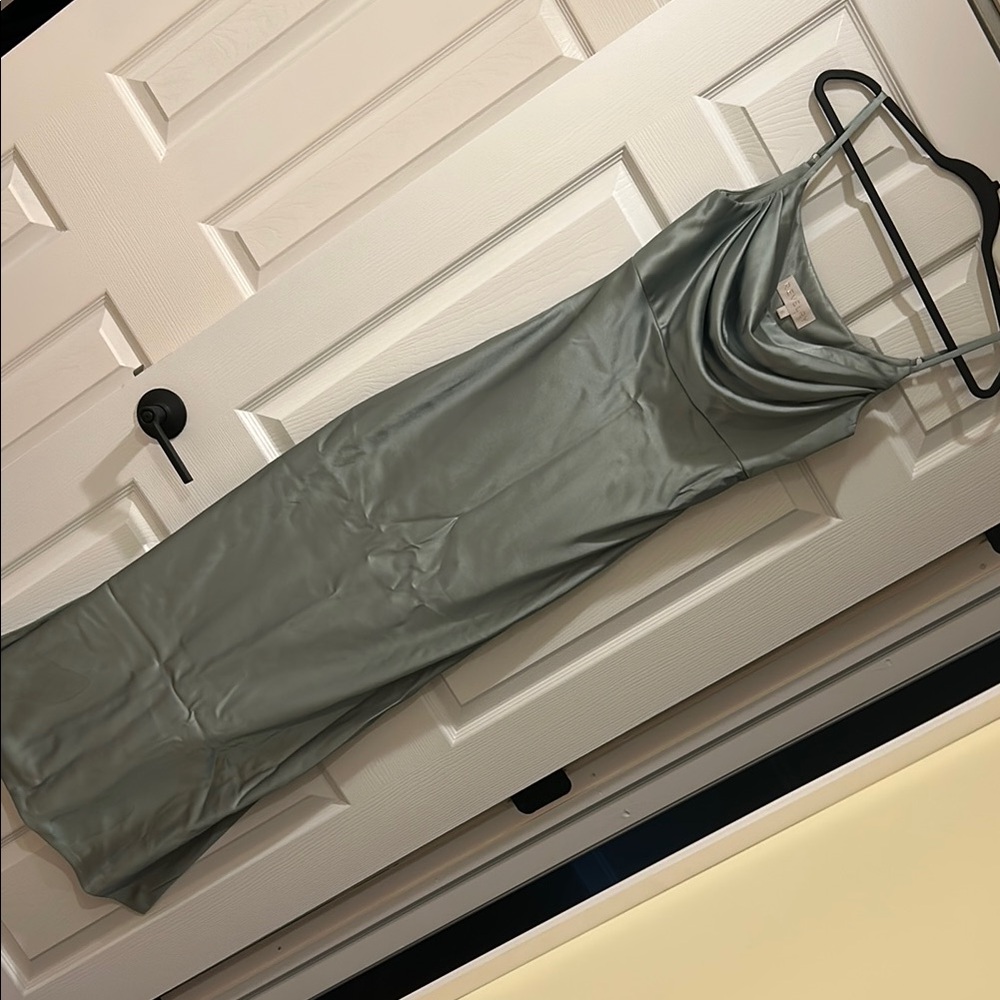 Revelry Skye Satin Dress in Sage